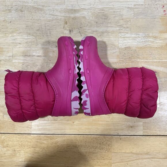 Crocs Classic Lined Neo Puff Slip On Rain Snow Boot Youth Kids J3 Fuschia Pink - Picture 4 of 14